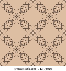 Floral wallpaper seamless pattern. Brown ornamental background. Vector illustration