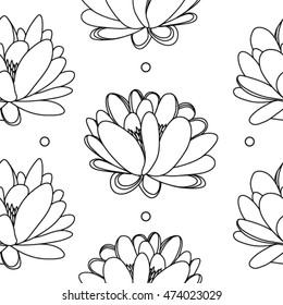 Floral Water Lily Elements for design, seamless Vector background