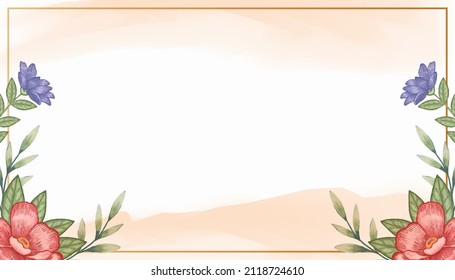 floral watercolor background with frame