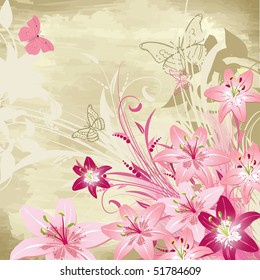 floral watercolor background with lilies