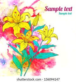 Floral watercolor background with space for text - vector