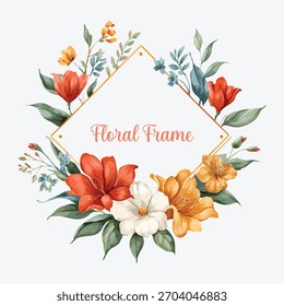 Composição de banner em aquarela floral. Isolado e editável