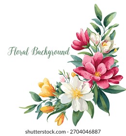 Floral watercolor banner composition. Isolated and editable