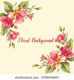 Floral watercolor banner composition. Isolated and editable