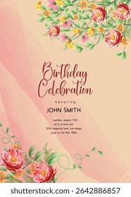 Floral watercolor birthday card design
