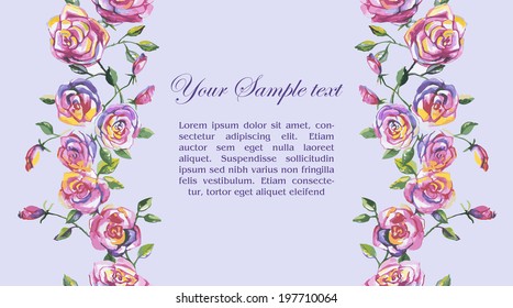 floral watercolor border and place for your text