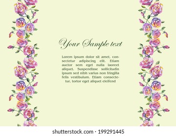 floral watercolor border and place for your text