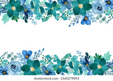 Floral watercolor border for wedding, birthday, card, background, invitation, wallpaper, sticker, decoration etc.