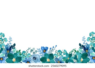 Floral watercolor border for wedding, birthday, card, background, invitation, wallpaper, sticker, decoration etc.