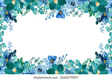 Floral watercolor border for wedding, birthday, card, background, invitation, wallpaper, sticker, decoration etc.