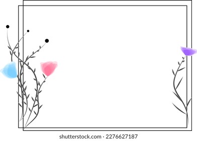 floral watercolor frame hand drawn vector illustration