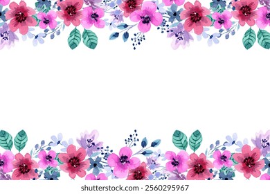 Floral watercolor frame for wedding, birthday, card, background, invitation, wallpaper, sticker, decoration etc.