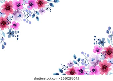 Floral watercolor frame for wedding, birthday, card, background, invitation, wallpaper, sticker, decoration etc.