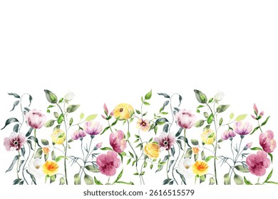 Floral watercolor frame for wedding, birthday, card, background, invitation, wallpaper, sticker, decoration etc.