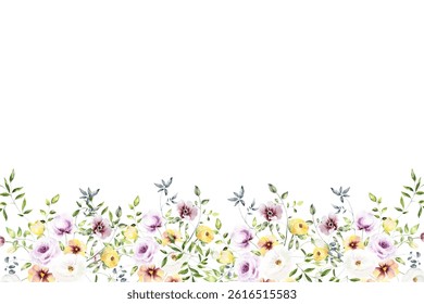 Floral watercolor frame for wedding, birthday, card, background, invitation, wallpaper, sticker, decoration etc.