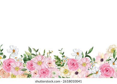 Floral watercolor garden for wedding, birthday, card, background, invitation, wallpaper, sticker, decoration etc.