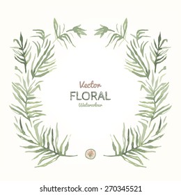 Floral watercolor garland. Useful for Save the Date and greetings cards. Hand drawn watercolour elements. Cute and romantic style. Vector images.