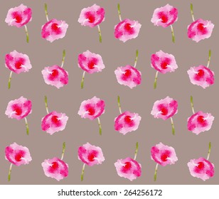 Floral Watercolor hand drawn vector pattern with roses