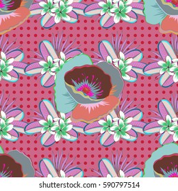 Floral watercolor seamless background. Vector textile print for bed linen, jacket, package design, fabric and fashion concepts. Seamless pattern with flowers.