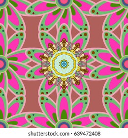 Floral watercolor seamless background. Vector textile print for bed linen, jacket, package design, fabric and fashion concepts. Seamless pattern with blue and pink flowers.