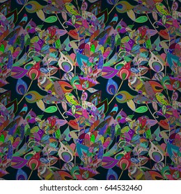 Floral watercolor seamless background. Vector textile print for bed linen, jacket, package design, fabric and fashion concepts. Seamless pattern with blue and pink flowers.