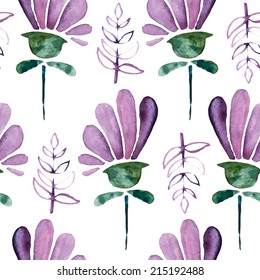 Floral watercolor seamless pattern. Beautiful vector hand drawn texture. Romantic background for web pages, wedding invitations, save the date cards. Watercolor vector.