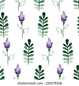 Floral watercolor seamless pattern. Beautiful vector hand drawn texture. Romantic background for web pages, wedding invitations, save the date cards. Watercolor vector.