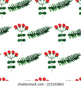 Floral watercolor seamless pattern. Beautiful vector hand drawn texture. Save the date cards. Watercolor vector.Watercolor background for Christmas
