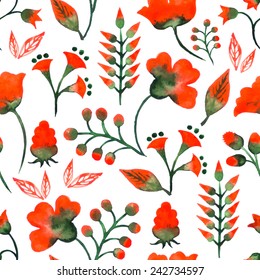 Floral watercolor seamless pattern. Vector hand drawn texture. Background for web pages, invitations, save the date cards. Watercolor vector. 
