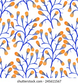 Floral watercolor seamless pattern. Vector hand drawn texture. Background for web pages, invitations, save the date cards. Watercolor vector. 