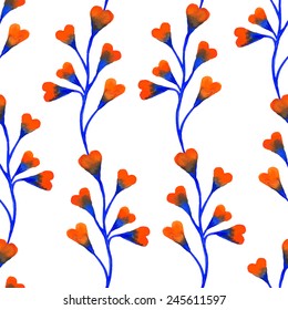 Floral watercolor seamless pattern. Vector hand drawn texture. Background for web pages, invitations, save the date cards. Watercolor vector. 