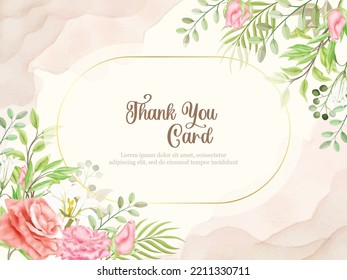 Floral Watercolor Thankyou Card Template
