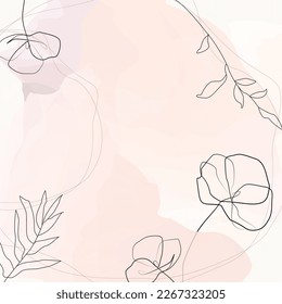 Floral in watercolor vector background. Luxury wallpaper design with blue flowers, line art, watercolor, flower garden.