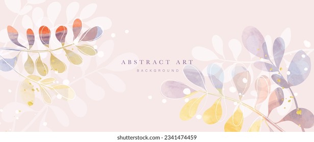 Floral in watercolor vector background. Luxury wallpaper design with pink flowers, line art, watercolor, flower garden. Elegant gold blossom flowers illustration suitable for fabric, prints, cover.