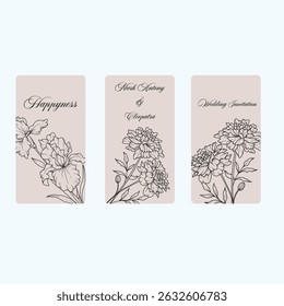 Floral in watercolor vector background. wallpaper design with pink flowers, line art, golden texture