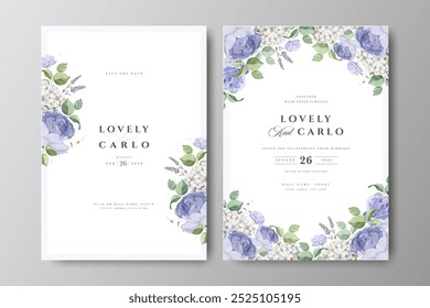 floral watercolor wedding invitation card set template