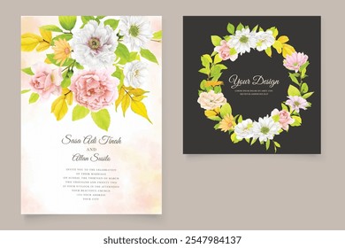 floral watercolor wedding invitation ornament design