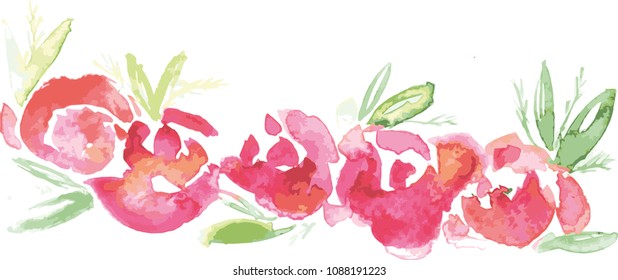 Floral watercolour vector element, isolated on white background, flowers