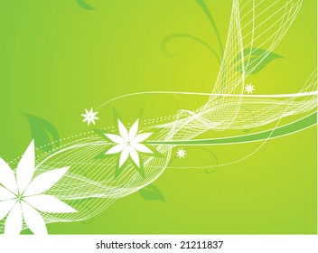 floral wave line background