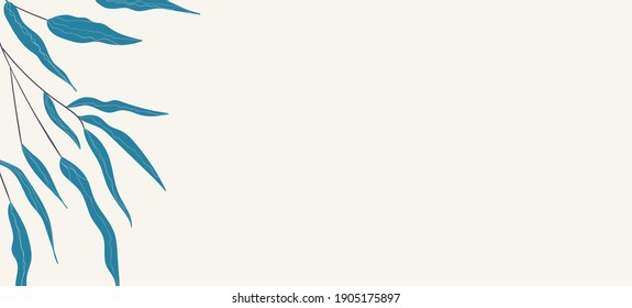 Floral web banner with drawn color exotic monstera leaves. Nature concept design. Modern floral compositions with summer branches. Vector illustration on the theme of ecology, natura, environment.