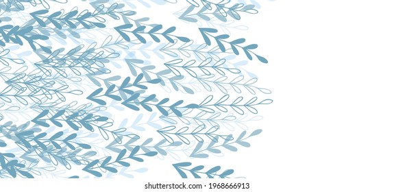 Floral web banner with drawn color exotic leaves. Nature concept design. Modern floral compositions with summer branches. Vector illustration on the theme of ecology, natura, environment. Copy space.