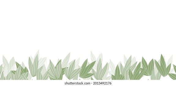 Floral web banner with drawn color exotic leaves. Nature concept design. Modern floral compositions with summer branches. Vector illustration on the theme of ecology, natura, environment.