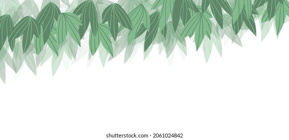Floral web banner with drawn color exotic leaves. Nature concept design. Modern floral compositions with summer branches. Vector illustration on the theme of ecology, natura, environment.