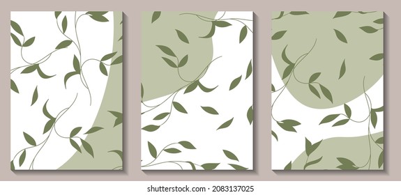 Floral web banner with drawn color exotic leaves. Nature concept design. Modern floral collection of contemporary posters. Vector illustration for social media, print, postcards.