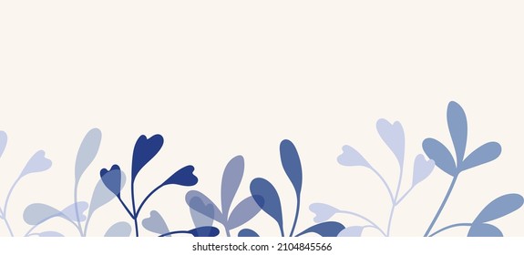 Floral web banner with drawn color exotic leaves. Nature concept design. Modern floral compositions with summer branches. Vector illustration on the theme of ecology, natura, environment.