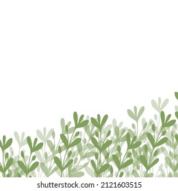 Floral web banner with drawn color exotic leaves. Nature concept design. Modern floral frame with summer branches. Vector illustration. Copy space.