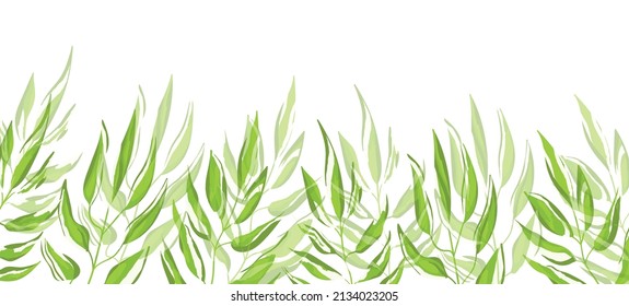 Floral web banner with drawn color exotic leaves. Nature concept design. Modern floral compositions with summer branches. Vector illustration on the theme of ecology, natura, environment.