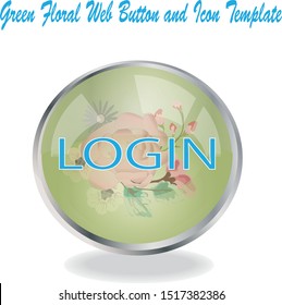 Floral web button and icons template for mobile,web and desktop interface