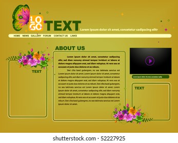 Floral Website Template Design - Vector
