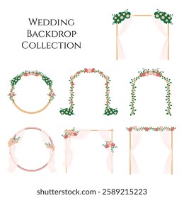 Floral Wedding Arch Backdrop Illustration Collection